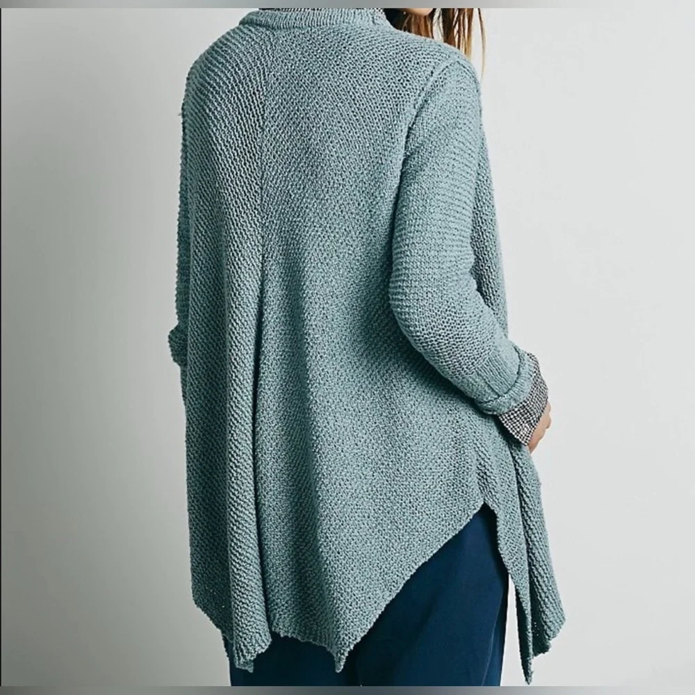 Free People Shark Hem Open Knit Cardigan With Pockets Oversized Size XS‎